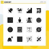 Collection of 16 Universal Solid Icons Icon Set for Web and Mobile Creative Black Icon vector background