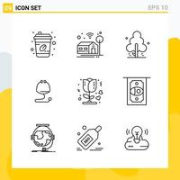 colección de 9 iconos de línea universal conjunto de iconos para web y móvil vector