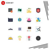 Modern Set of 16 Flat Colors and symbols such as bubble shield flag security investment Editable Pack of Creative Vector Design Elements