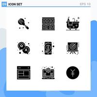 paquete de iconos de vector de stock de 9 signos y símbolos de línea para información móvil solución de creación de información respuesta elementos de diseño de vector editables