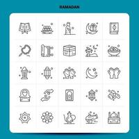 OutLine 25 Ramadan Icon set Vector Line Style Design Black Icons Set Linear pictogram pack Web and Mobile Business ideas design Vector Illustration