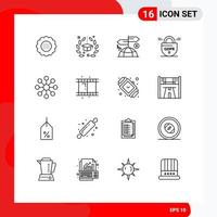 Pictogram Set of 16 Simple Outlines of secure gdpr graduation data finance Editable Vector Design Elements