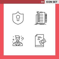 Set of 4 Modern UI Icons Symbols Signs for access counselor expertise list lawyer Editable Vector Design Elements