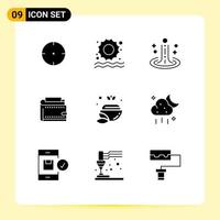 Set of 9 Modern UI Icons Symbols Signs for bowl purse spa personal finance Editable Vector Design Elements