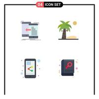 4 Universal Flat Icons Set for Web and Mobile Applications data share management coconut share mobile Editable Vector Design Elements