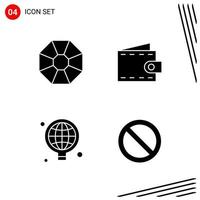 Collection of 4 Vector Icons in solid style Pixle Perfect Glyph Symbols for Web and Mobile Solid Icon Signs on White Background 4 Icons