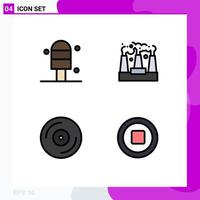 Pictogram Set of 4 Simple Filledline Flat Colors of cream turntable pollution devices media Editable Vector Design Elements