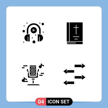 Universal Icon Symbols Group of Modern Solid Glyphs of e learning microphone play note sound Editable Vector Design Elements