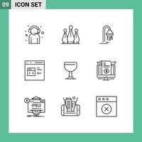 User Interface Pack of 9 Basic Outlines of develop code pins c service Editable Vector Design Elements