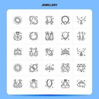 OutLine 25 Jewellery Icon set Vector Line Style Design Black Icons Set Linear pictogram pack Web and Mobile Business ideas design Vector Illustration