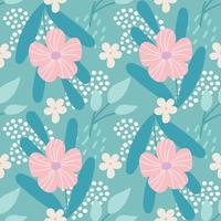 Plants and flowers. Vector seamless pattern in flat style for fabric, packaging paper, postcards, wallpaper