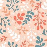 Colorful plants, twigs. Vector seamless pattern in flat style