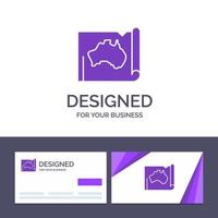 tarjeta de visita creativa y plantilla de logotipo australia país australiano ubicación mapa viaje vector ilustración