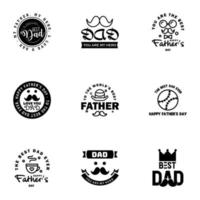 9 Black Happy Fathers Day Design Collection A set of twelve brown colored vintage style Fathers Day Designs on light background Editable Vector Design Elements