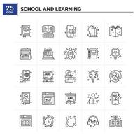 25 School And Learning icon set vector background