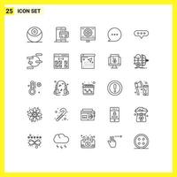 Group of 25 Lines Signs and Symbols for space comment charity chat monitor Editable Vector Design Elements
