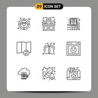 Universal Icon Symbols Group of 9 Modern Outlines of fly synchronize city sync route Editable Vector Design Elements