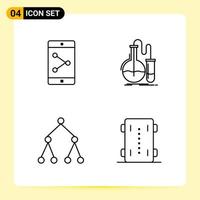 4 Creative Icons for Modern website design and responsive mobile apps 4 Outline Symbols Signs on White Background 4 Icon Pack vector