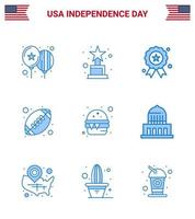 Set of 9 USA Day Icons American Symbols Independence Day Signs for food burger independece american ball rugby Editable USA Day Vector Design Elements