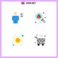 4 Creative Icons Modern Signs and Symbols of avatar fitness human find meditation Editable Vector Design Elements