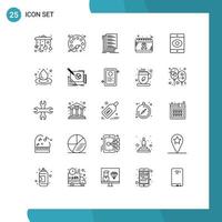 Set of 25 Modern UI Icons Symbols Signs for smartphone health coding day calendar Editable Vector Design Elements