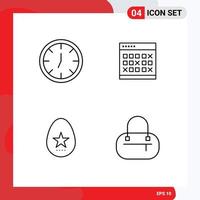 Pack of 4 Modern Filledline Flat Colors Signs and Symbols for Web Print Media such as clock timetable calendar events easter Editable Vector Design Elements