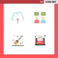 Modern Set of 4 Flat Icons and symbols such as cloud broom server education magic Editable Vector Design Elements