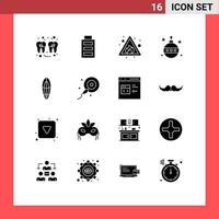 Universal Icon Symbols Group of 16 Modern Solid Glyphs of recreation halloween alert globe christmas Editable Vector Design Elements