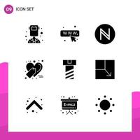 9 User Interface Solid Glyph Pack of modern Signs and Symbols of layout nut crypto bolt shopping Editable Vector Design Elements