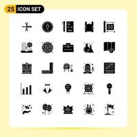 Pack of 25 Modern Solid Glyphs Signs and Symbols for Web Print Media such as gas development down develop coding Editable Vector Design Elements