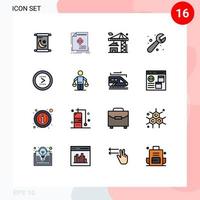 Universal Icon Symbols Group of 16 Modern Flat Color Filled Lines of circle system crane plumbing mechanical Editable Creative Vector Design Elements