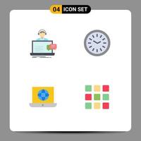 paquete de iconos de vector de stock de 4 signos y símbolos de línea para soporte reloj de pared servicio cena mundo elementos de diseño de vector editables