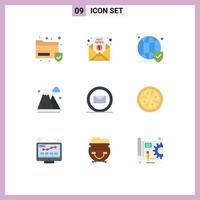 Set of 9 Modern UI Icons Symbols Signs for mountains athletics report activities world Editable Vector Design Elements