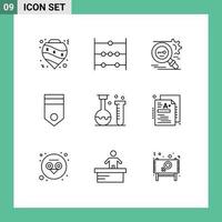 9 User Interface Outline Pack of modern Signs and Symbols of soldier military key badge security Editable Vector Design Elements