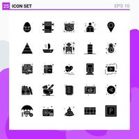 Stock Vector Icon Pack of 25 Line Signs and Symbols for pin location presentation study knowledge Editable Vector Design Elements