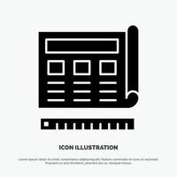 Blueprint Blue Print Website Web Solid Black Glyph Icon vector