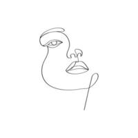 Female beauty face continues line drawing vector