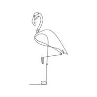 Minimalist flamingo continues line art drawing vector