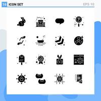 Modern Set of 16 Solid Glyphs and symbols such as boat help chatting hands care Editable Vector Design Elements