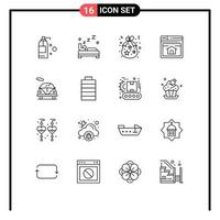 Set of 16 Modern UI Icons Symbols Signs for car home page birth webpage seo Editable Vector Design Elements