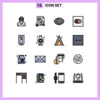 Modern Set of 16 Flat Color Filled Lines and symbols such as insignia toggle surveillance switch vision Editable Creative Vector Design Elements