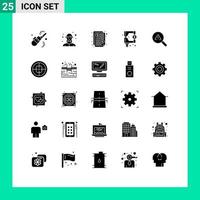 Universal Icon Symbols Group of 25 Modern Solid Glyphs of search tax bill regulation funds Editable Vector Design Elements