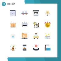 Pack of 16 creative Flat Colors of bread bakery browser pencil solution Editable Pack of Creative Vector Design Elements