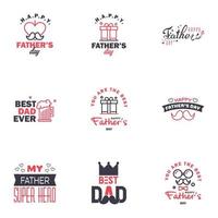 Happy Fathers Day greeting Card 9 Black and Pink Calligraphy Vector illustration Editable Vector Design Elements