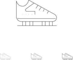 Boot Ice Skate Skates Skating Bold and thin black line icon set vector