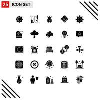 User Interface Pack of 25 Basic Solid Glyphs of interface setting ladybug islam hanging Editable Vector Design Elements