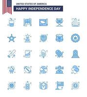 Stock Vector Icon Pack of American Day 25 Blue Signs and Symbols for television movies entrance director usa Editable USA Day Vector Design Elements