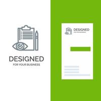 Quality Control Backlog Checklist Control Plan Grey Logo Design and Business Card Template vector