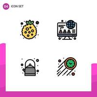 4 Creative Icons Modern Signs and Symbols of berry tea raspberry business speed Editable Vector Design Elements