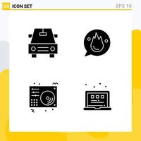 Universal Icon Symbols Group of 4 Modern Solid Glyphs of car music career training song Editable Vector Design Elements